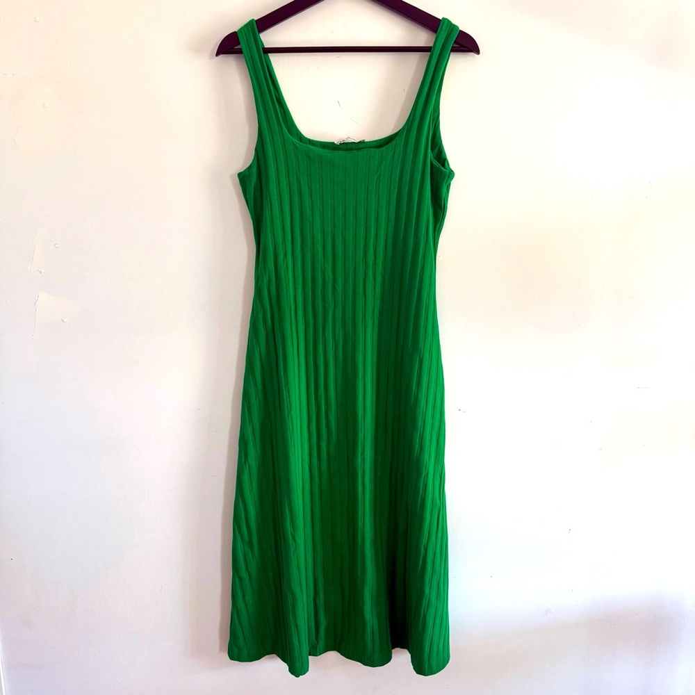 Zara Green Ribbed Midi Dress